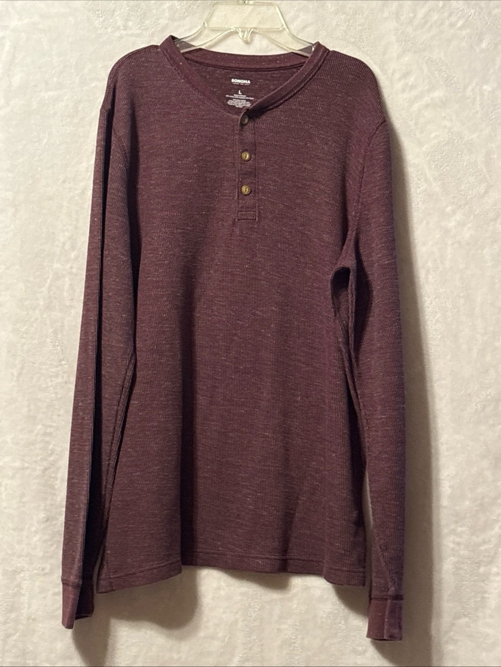 Sonoma Maroon Heather Long-Sleeve Henley